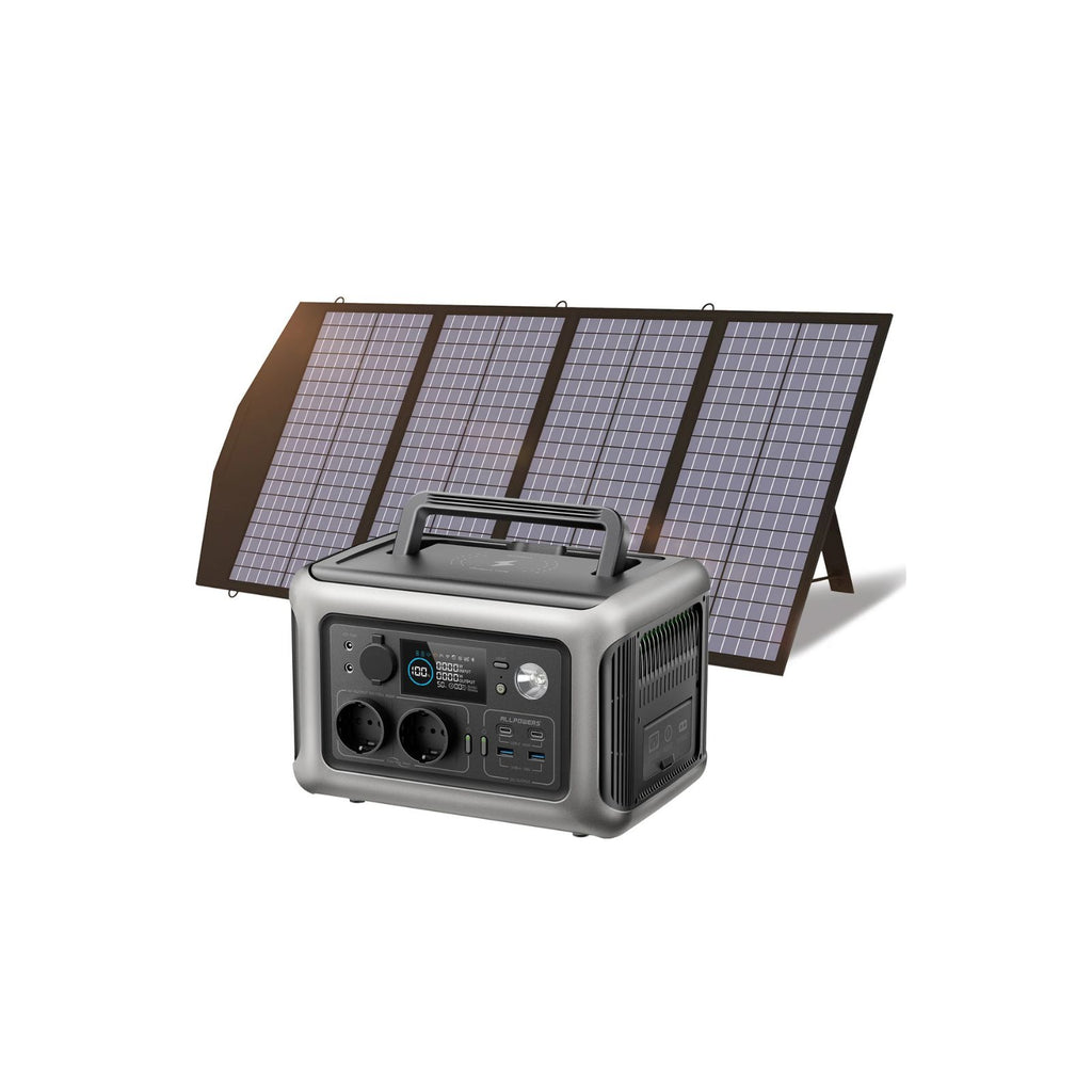 Portable Power Station 299Wh LiFePO4 Battery Backup with 600W Pure Sine Wave Inverter & 140W Foldable Solar Panel