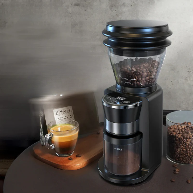 Electric Coffee Grinder 31 Gear Automatic Burr Mill with Visual Bean Hopper