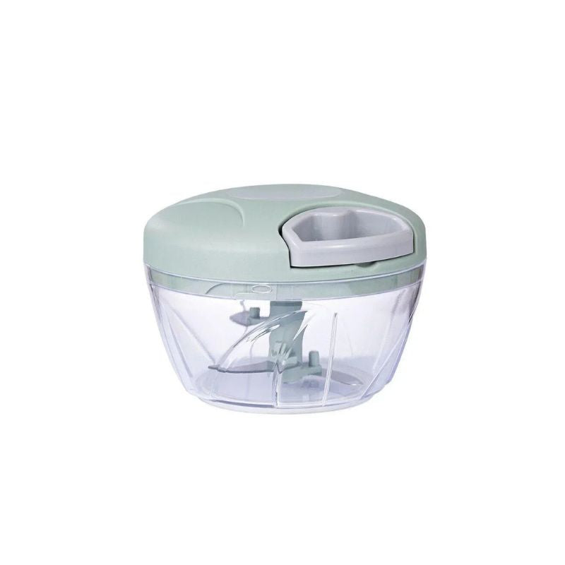 Manual Food Chopper 500mL Hand Pull Garlic Vegetable Onion Meat Mincer with Stainless Steel Blades - Blue