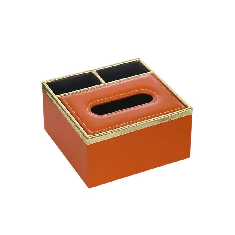 Tissue Box Desktop Napkin Holder with Storage Compartment and Flip Lid - Green