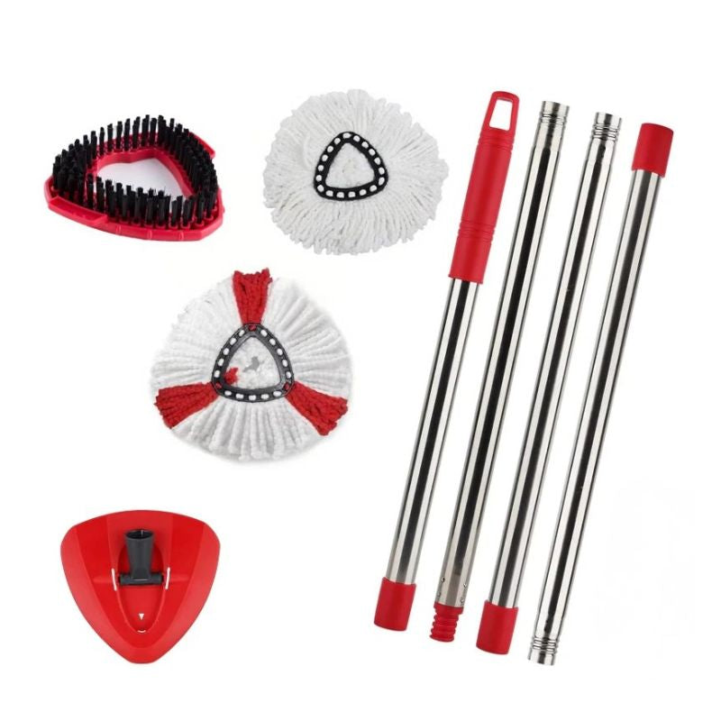 Triangle Mop Set 3 Pad Washable Microfibre Floor Cleaning System with Extendable Steel Handle
