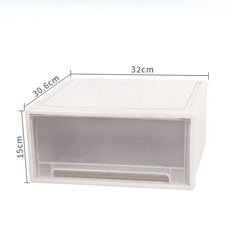 Portable Stackable Storage Drawer Box 32 cm Plastic Organizer Container for Clothes Books Home Storage - Medium