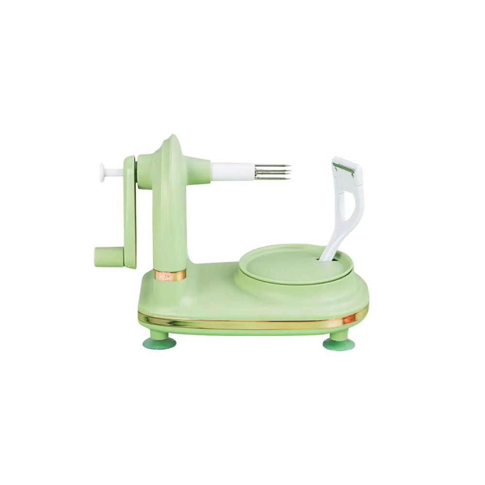 Manual Hand Crank Fruit Peeler with Suction Base Stainless Steel Rotating Peeling Machine - Dark Green