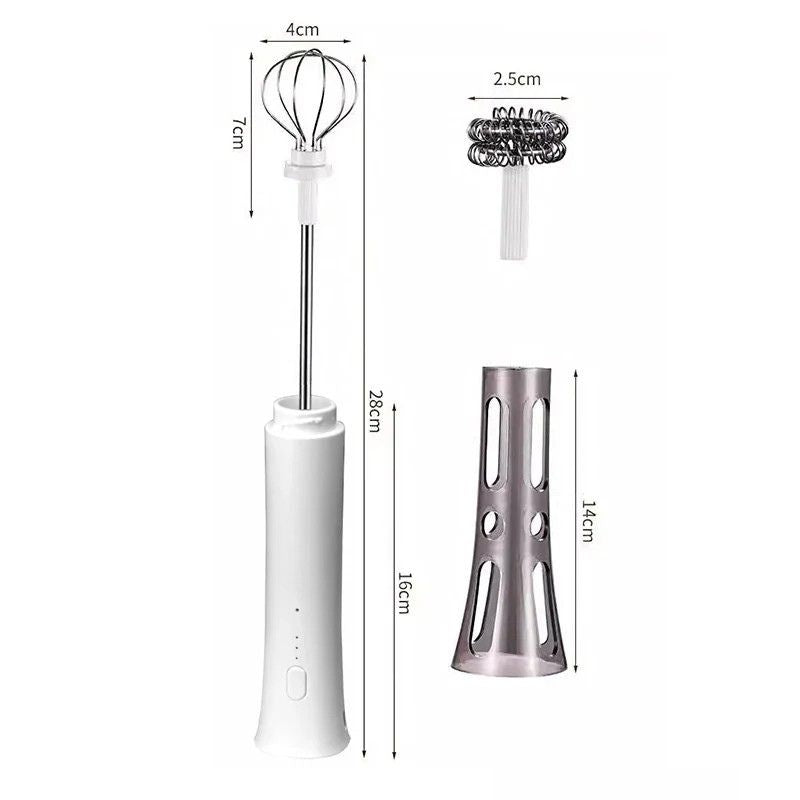 Electric Milk Frother 5W Rechargeable Stainless Steel Whisk Portable Kitchen Mixer