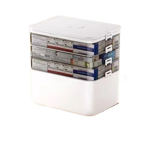 Portable 4-Layer Plastic Medicine Storage Box Large Capacity Household Organizer Case