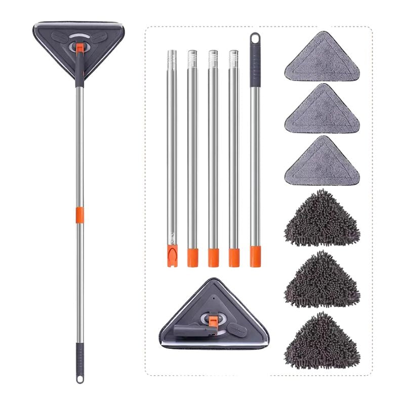 Triangle Mop 6 Pad Extendable Wall and Ceiling Cleaning Mop with Microfibre Heads