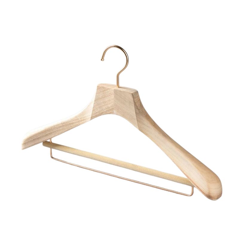 Wooden Clothes Hangers 2 Pack Wide Shoulder Wardrobe Organiser with Crossbar