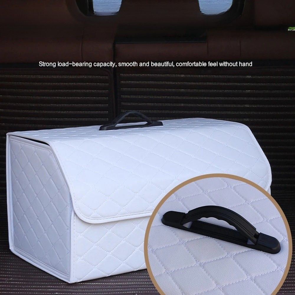 Car Trunk Organizer Box 40cm Foldable Waterproof PU Leather Storage Case Large Capacity