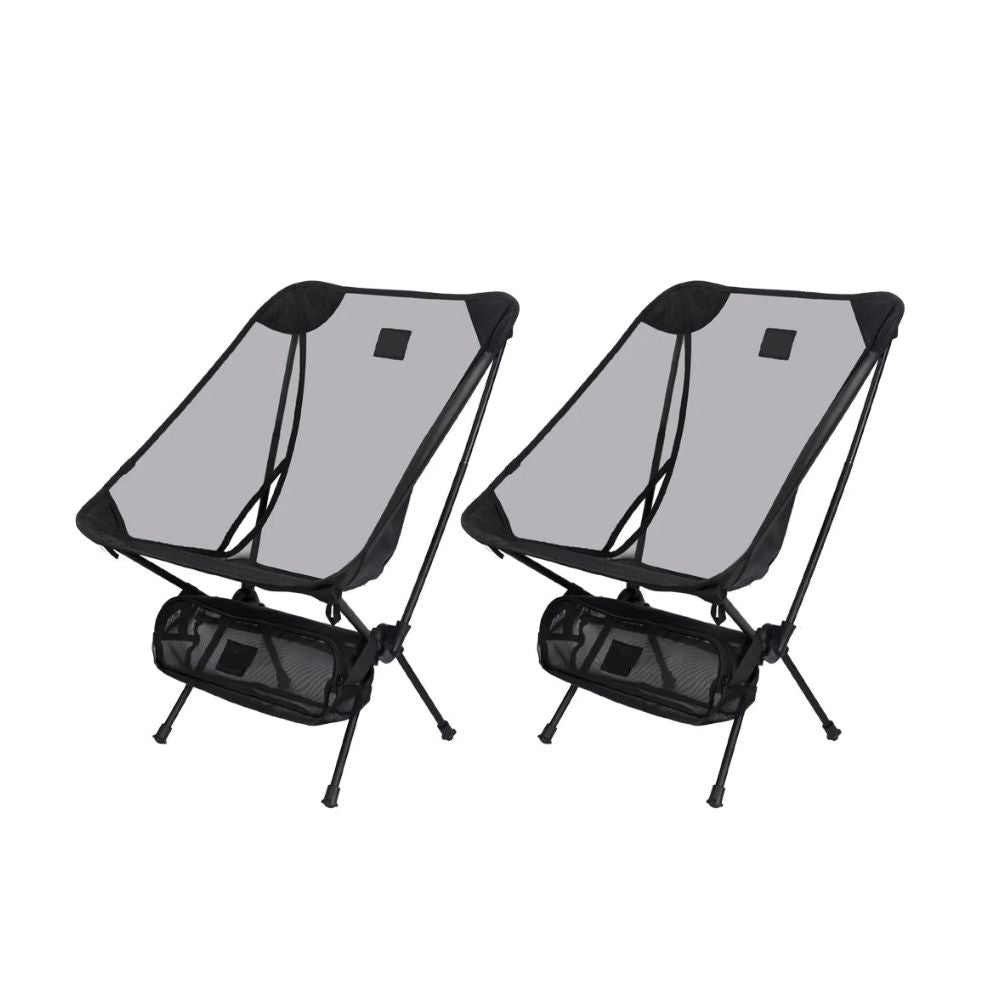 Camping Chair 2 Pack Foldable Breathable Mesh Moon Chairs with Carry Bags Portable - Black