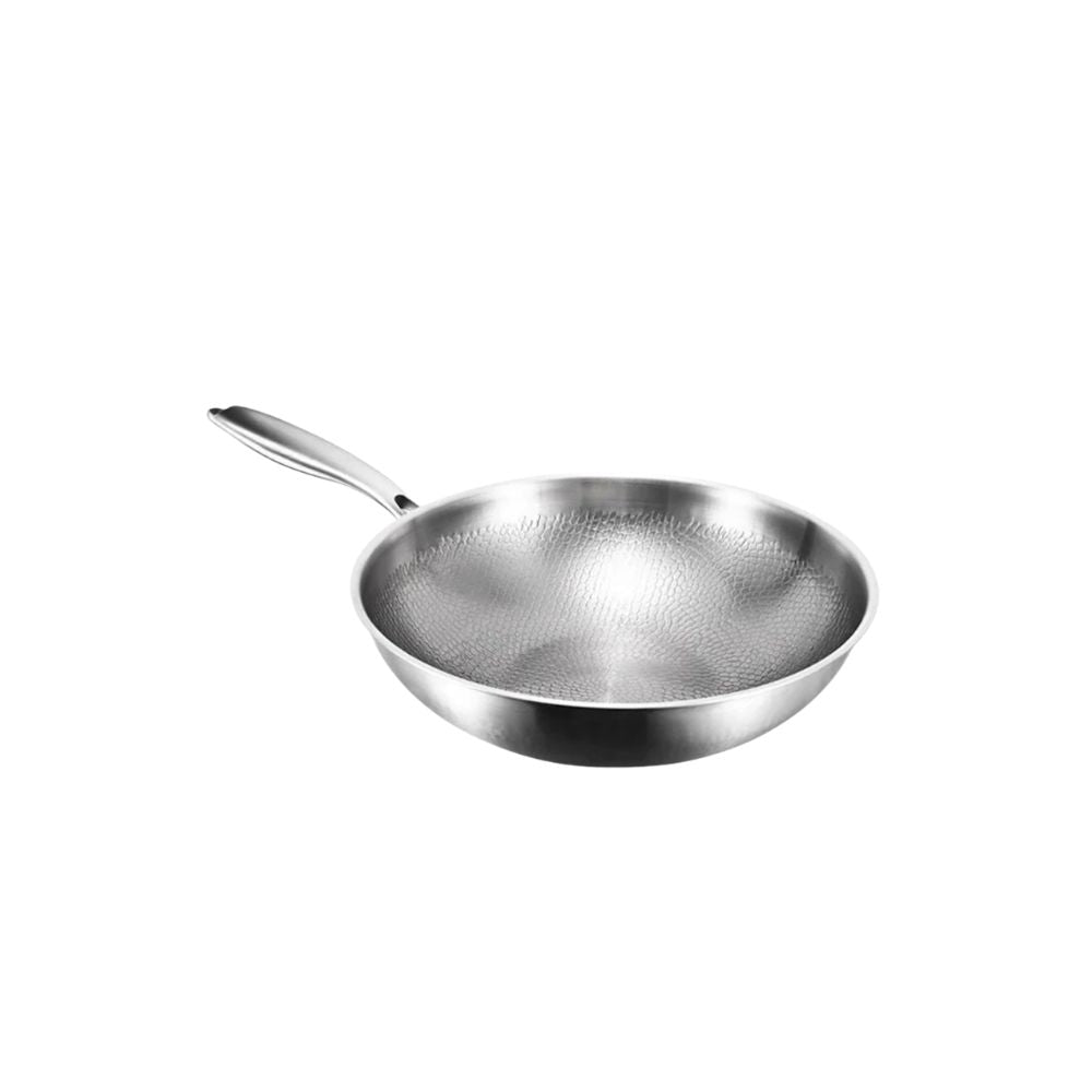 Titanium Wok Pan 30cm Flat Bottom Induction Compatible Cooking Pan with Lid