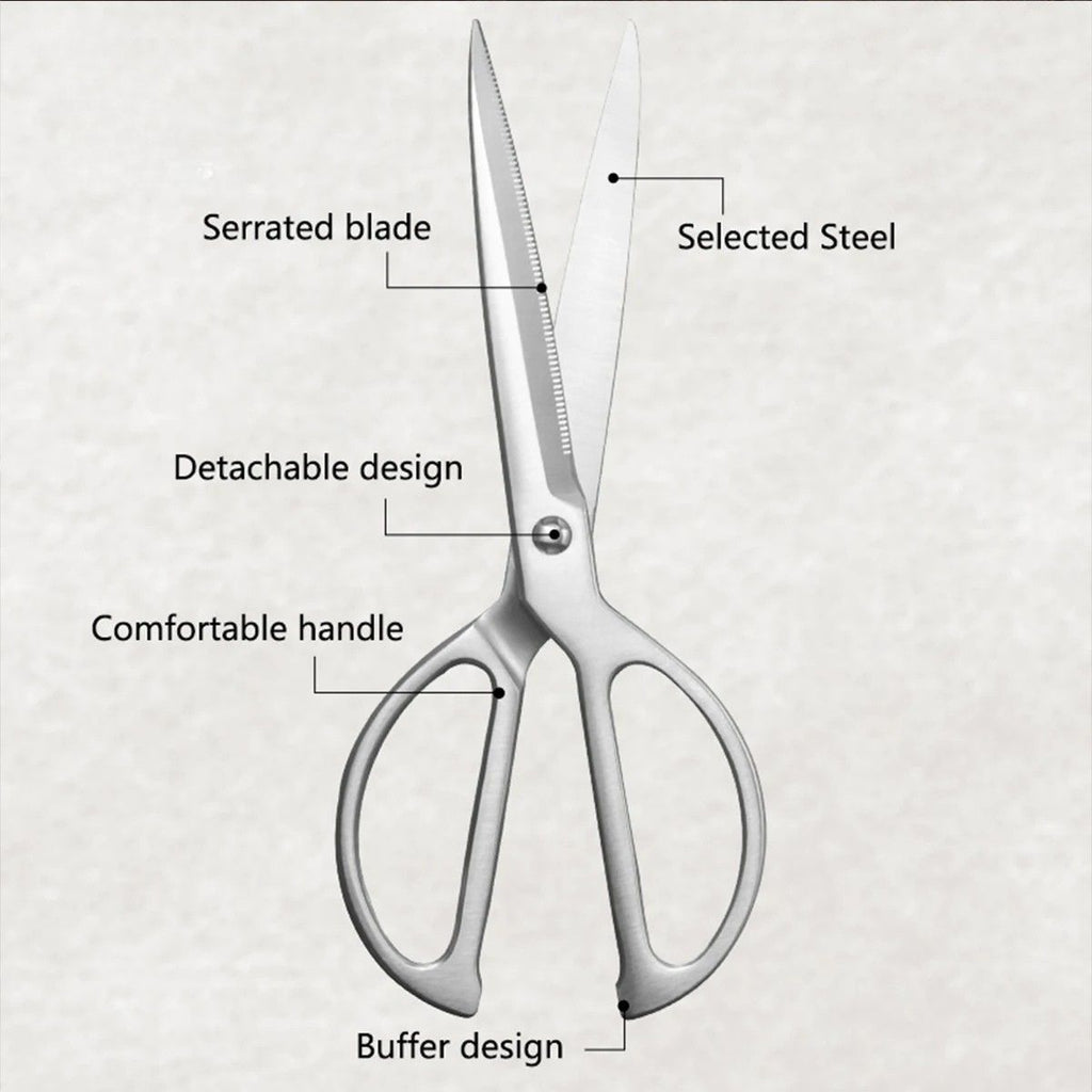 Kitchen Poultry Shears 198g Stainless Steel Detachable Serrated Blade Food Preparation Cutter
