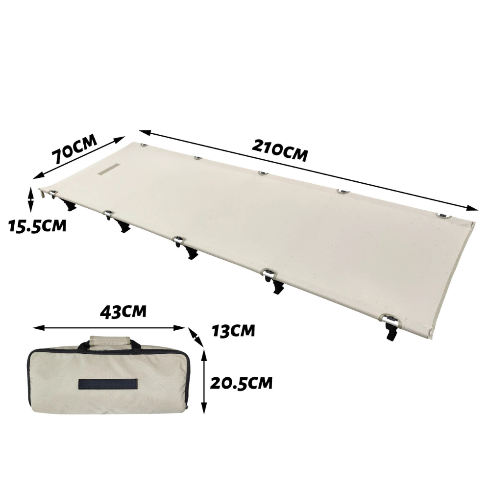 Camping Cot 70cm Portable Folding Bed Ultralight Aluminum Frame Outdoor Guest Bed – Khaki