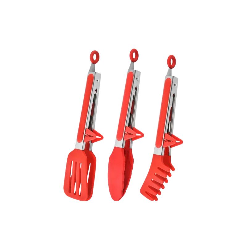 Food Tongs Stainless Steel Silicone Nylon Non Slip Cooking Serving BBQ Salad Clip - Black