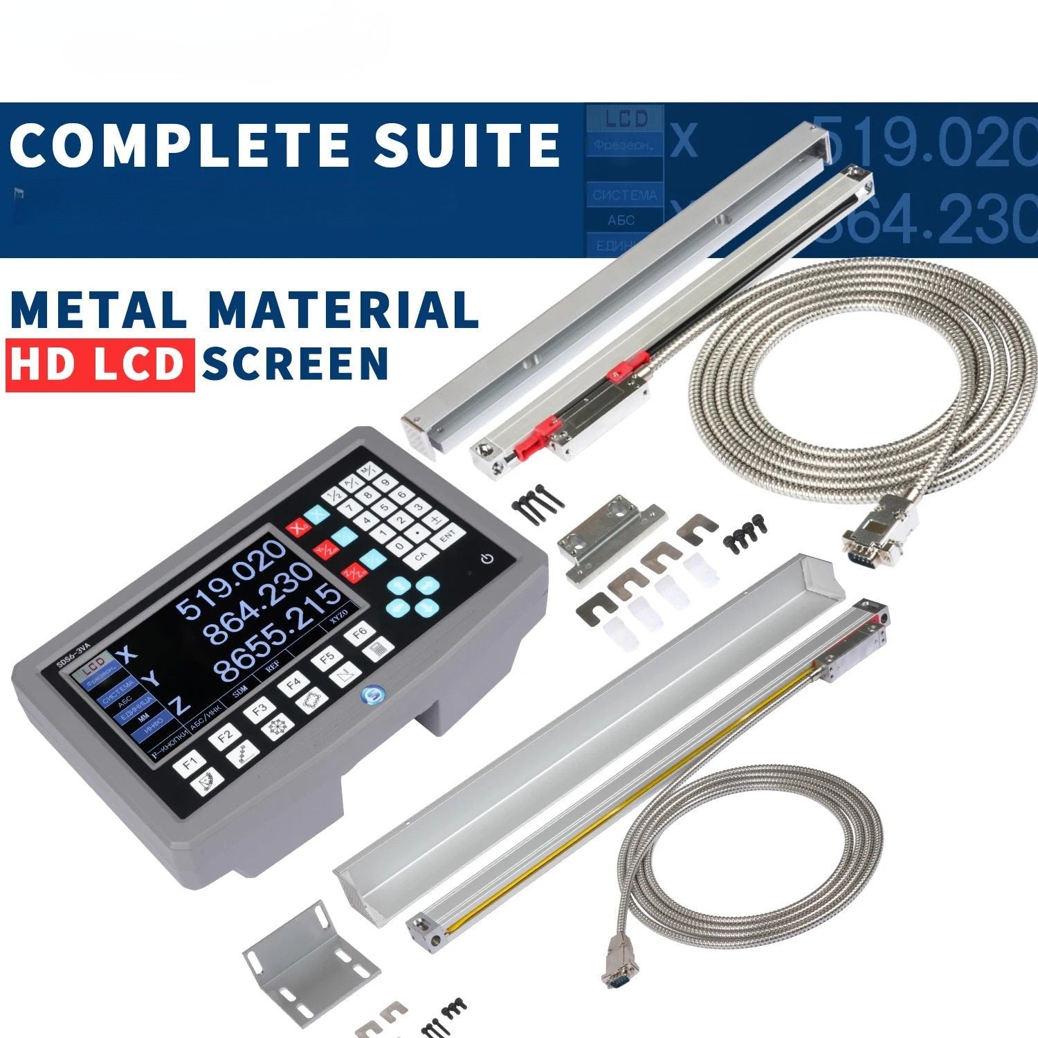 Digital Readout System 3 Axis 7 Inch TFT Display 1000mm Linear Scale CNC Measurement Kit