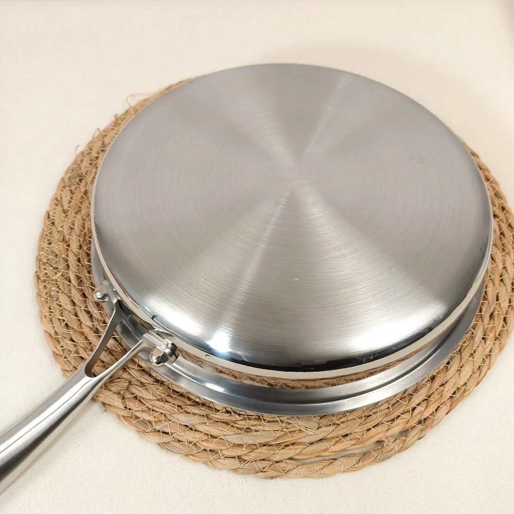 Titanium Alloy Frying Pan 24cm Stainless Steel Non-Stick Wok Double Handle