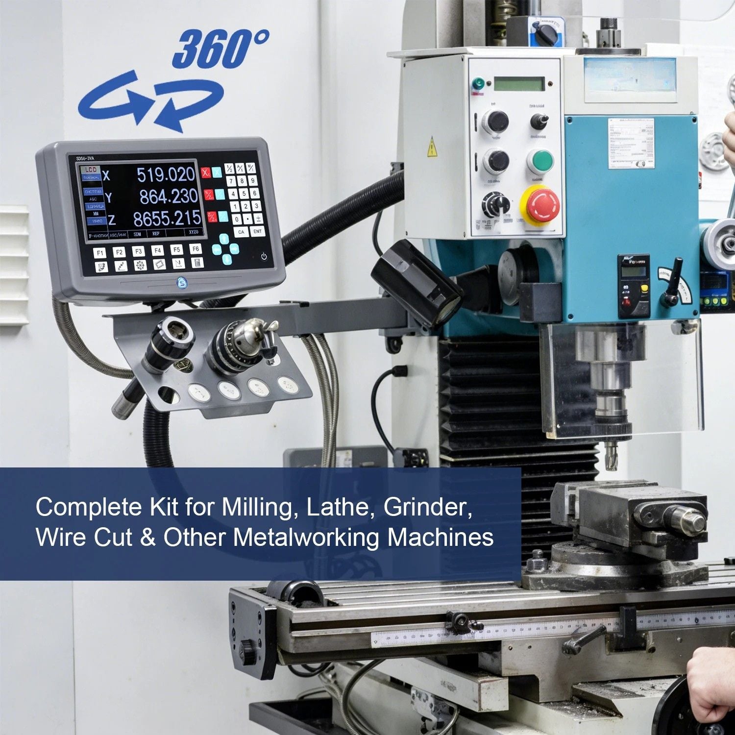Digital Readout System 3 Axis 7 Inch TFT Display 1000mm Linear Scale CNC Measurement Kit