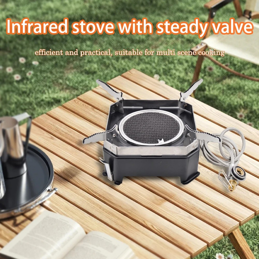 Camping Cooking Stove 2200W Infrared Burner Split Type Portable Foldable Design – Black