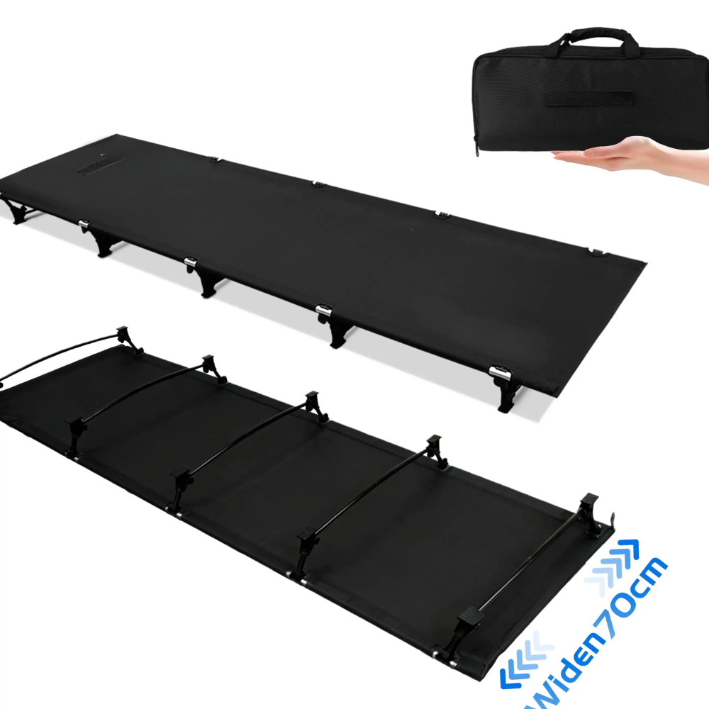 Camping Cot 70cm Portable Folding Bed Ultralight Aluminum Frame Outdoor Guest Bed – Khaki