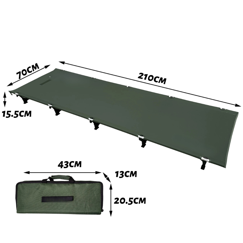 Camping Cot 70cm Portable Folding Bed Ultralight Aluminum Frame Outdoor Sleeping Bed - Green