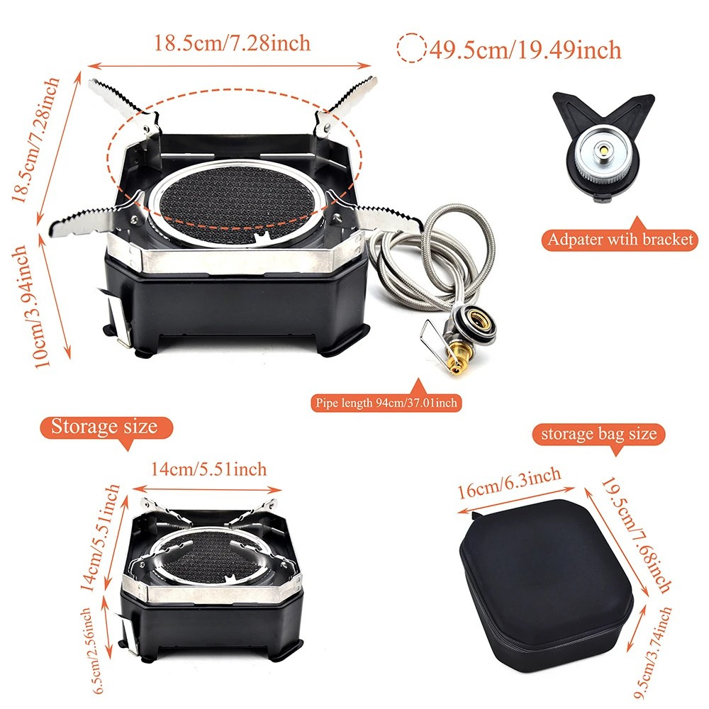 Camping Cooking Stove 2200W Infrared Burner Split Type Portable Foldable Design – Black