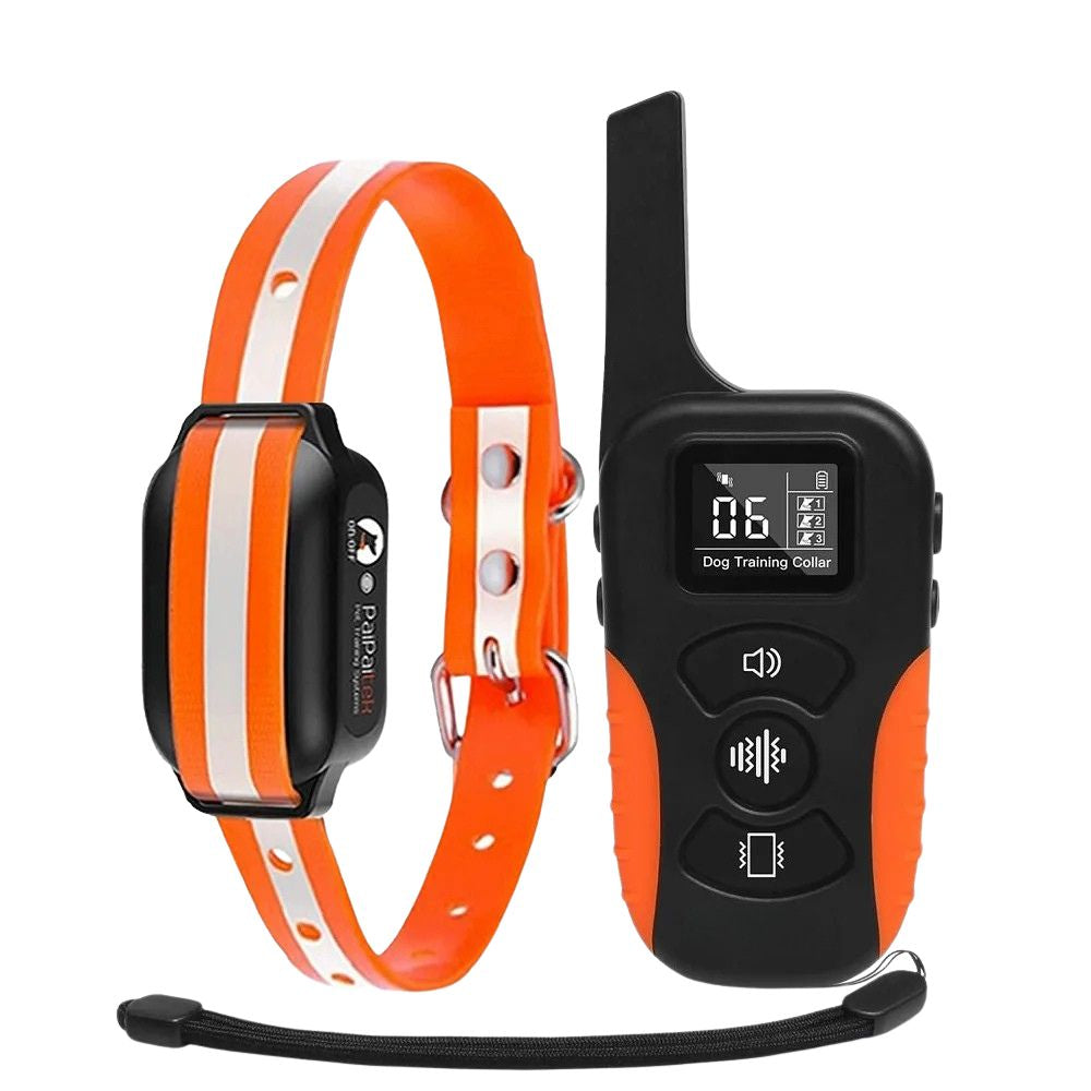 Dog Training Collar Rechargeable Waterproof Remote Control Vibration Beep Range - Black