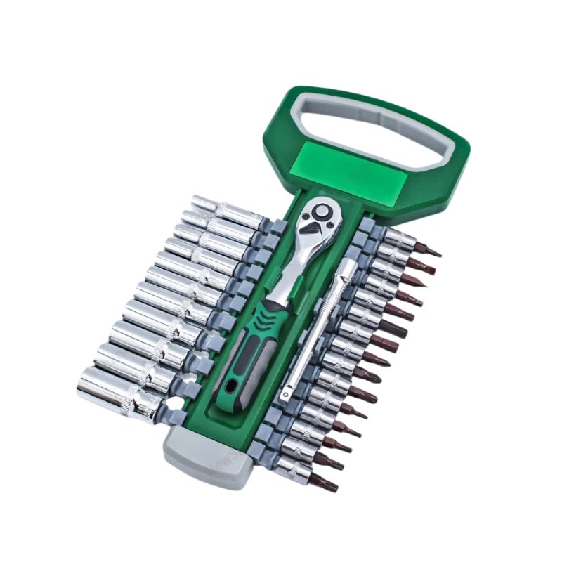 Heavy Duty 28 Piece 1/4 Drive Ratchet Socket Wrench Set 4-14mm with 72 Tooth Quick Release Handle