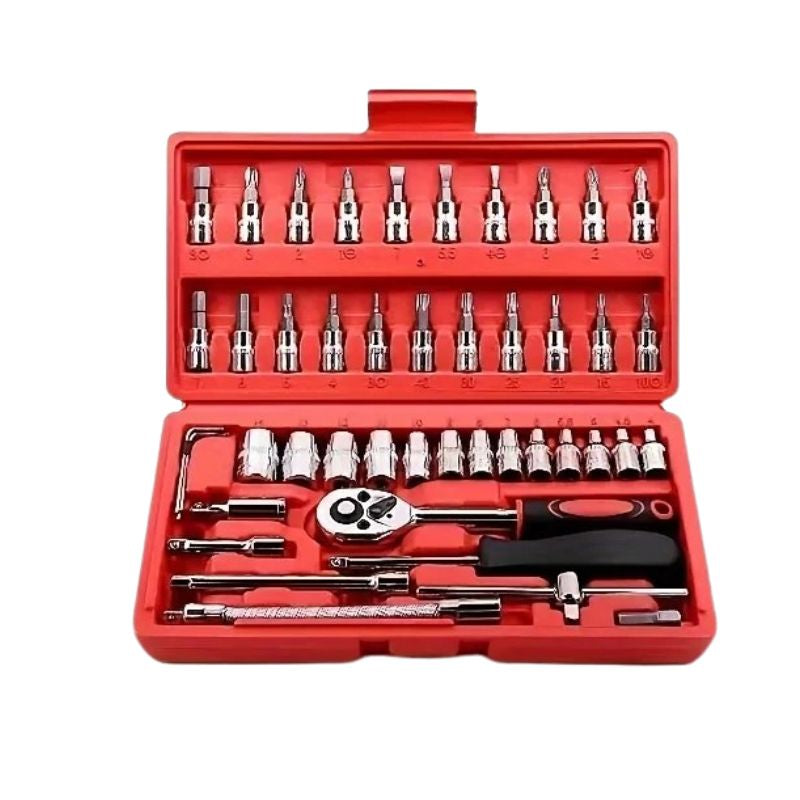 Socket Ratchet Wrench Set Heavy Duty 46pcs 1/4 Drive Multi Function Tool Kit