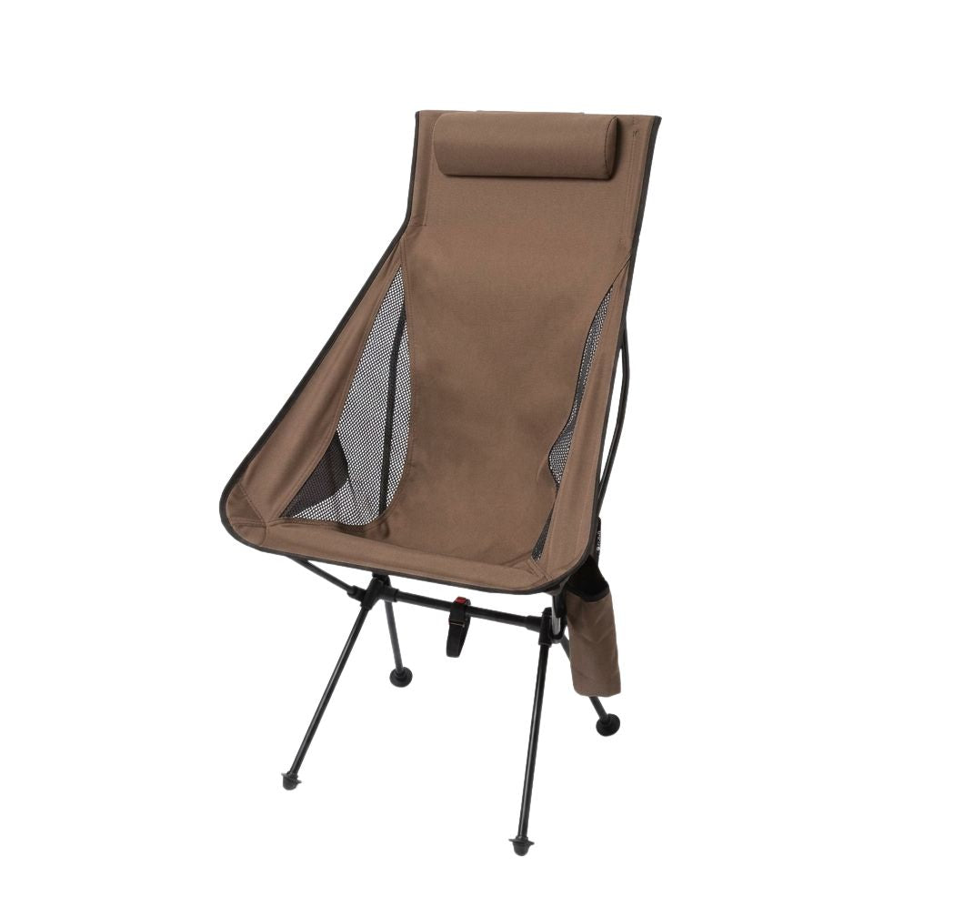 Portable Folding Camping Chair with Headrest Aluminum Alloy Outdoor Fishing Chair - Brown