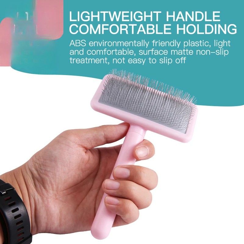 Pet Grooming Comb Soft Hard Needle Fur Removal Detangling Brush for Dogs and Cats - Green