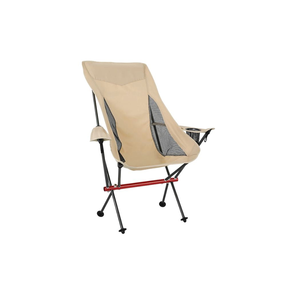 Camping Chair Foldable Lightweight Outdoor Chair with Armrest Carry Bag - Khaki
