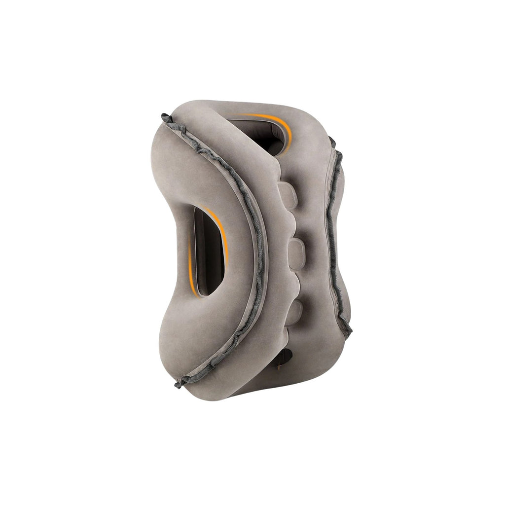 Inflatable Travel Neck Pillow Ergonomic Airplane Head and Neck Support Cushion - Grey
