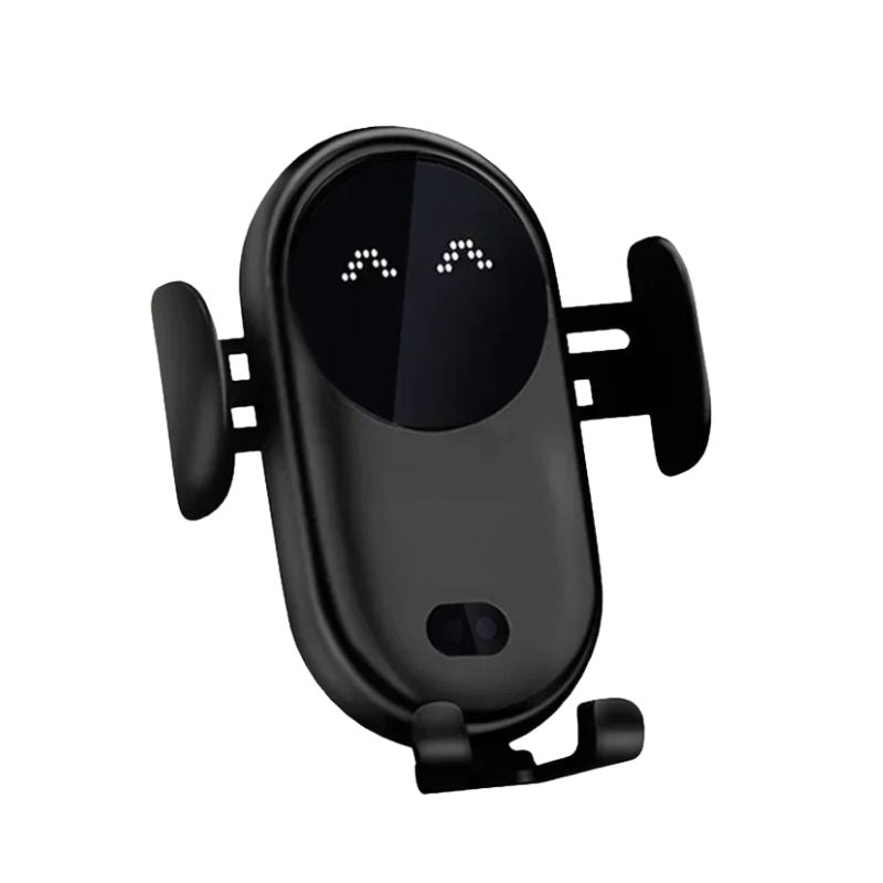 Phone Holder 15W Wireless Charging Infrared Auto Clamping Dashboard Air Vent Mount 360° Rotating - Black