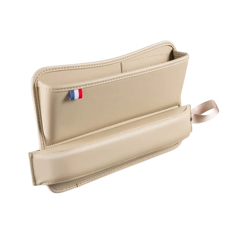 Seat Gap Organiser 30cm Leather Phone Holder Storage Pocket Interior Accessory - Beige