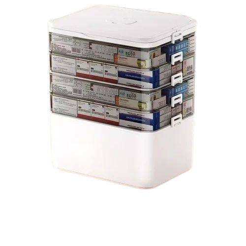 Portable 5-Layer Plastic Medicine Storage Box Large Capacity Household Organizer Case
