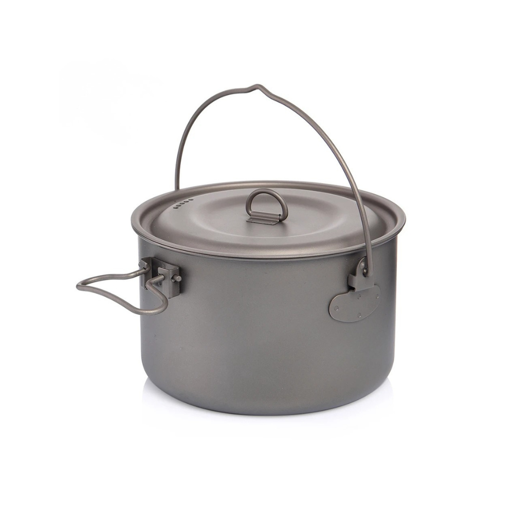 Camping Pot Titanium Cookware Portable Outdoor Cooking Pot Hiking Picnic Use - 1300ml