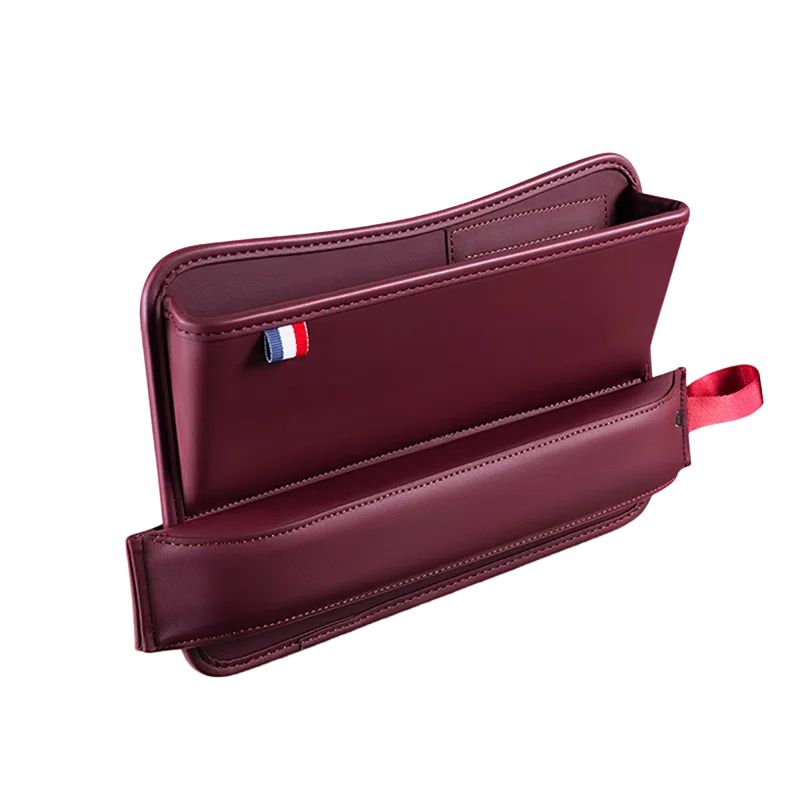 Seat Gap Organiser 30cm Leather Phone Holder Storage Pocket Interior Accessory - Red