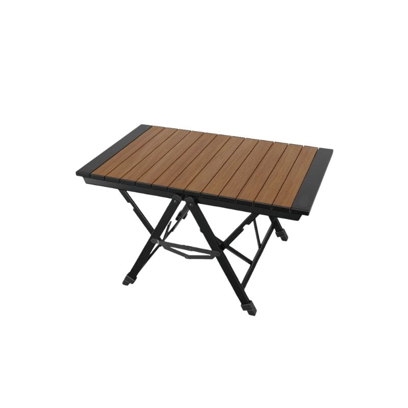 Camping Folding Table 80cm Portable Aluminum Alloy Adjustable Height Picnic Table - Brown