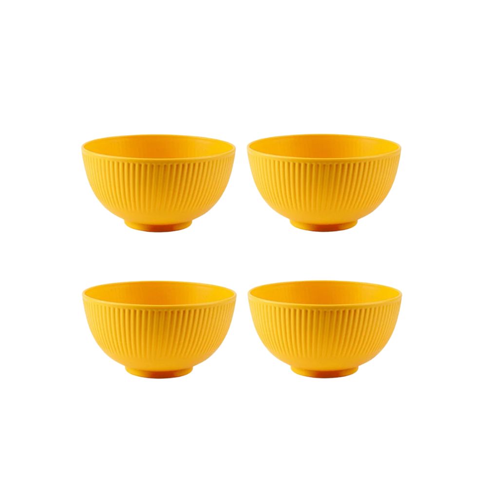 4 Piece Wheat Straw Bowl Set Shatter Resistant Reusable Serving Bowls for Home and Dining - Green