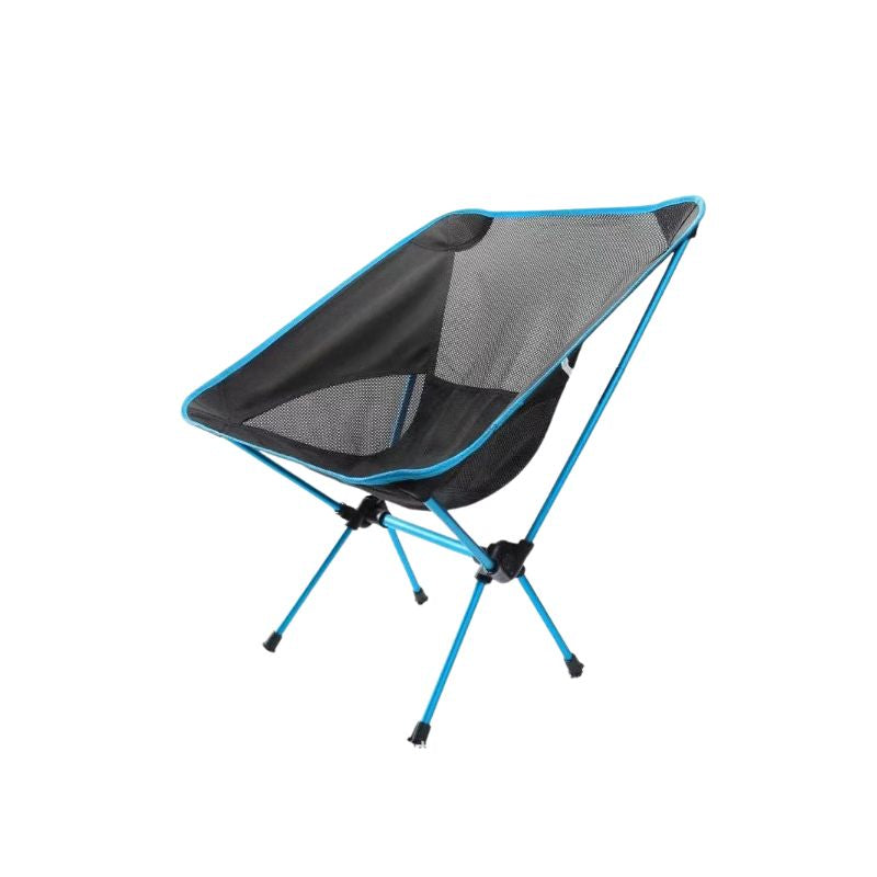 Camping Folding Chair Portable Moon Chair Ultralight Aluminum Outdoor Seat Backrest - Blue