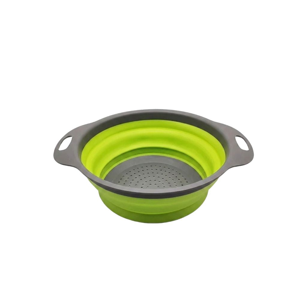Collapsible Silicone Colander Foldable Fruit Vegetable Drain Basket 30cm Kitchen Strainer - Blue