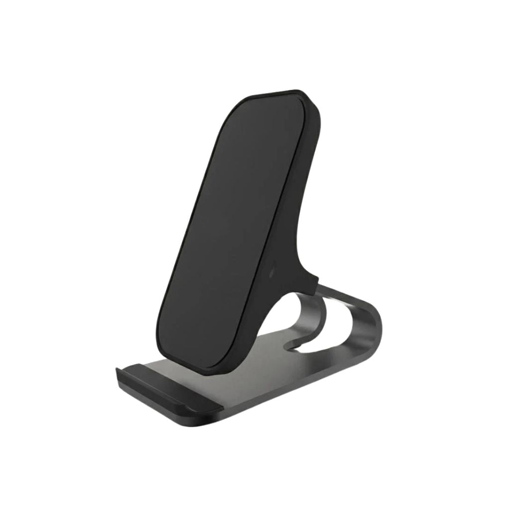 Phone Charger Stand 10W Fast Wireless Charging Dual Coil Type C Desktop Holder Anti Slip - Black