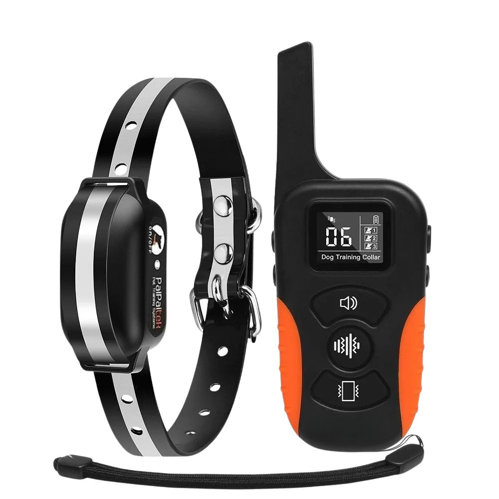 Dog Training Collar Rechargeable Waterproof Remote Control Vibration Beep Range - Black