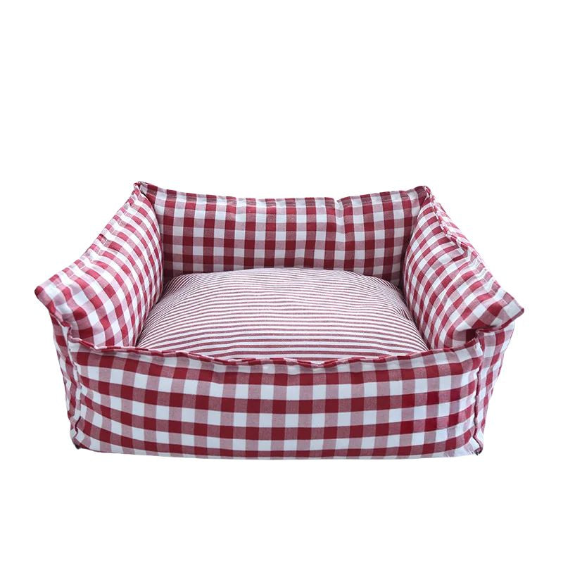 Portable Cotton Pet Sofa Bed 60 cm Breathable Indoor Pet Bed - Red