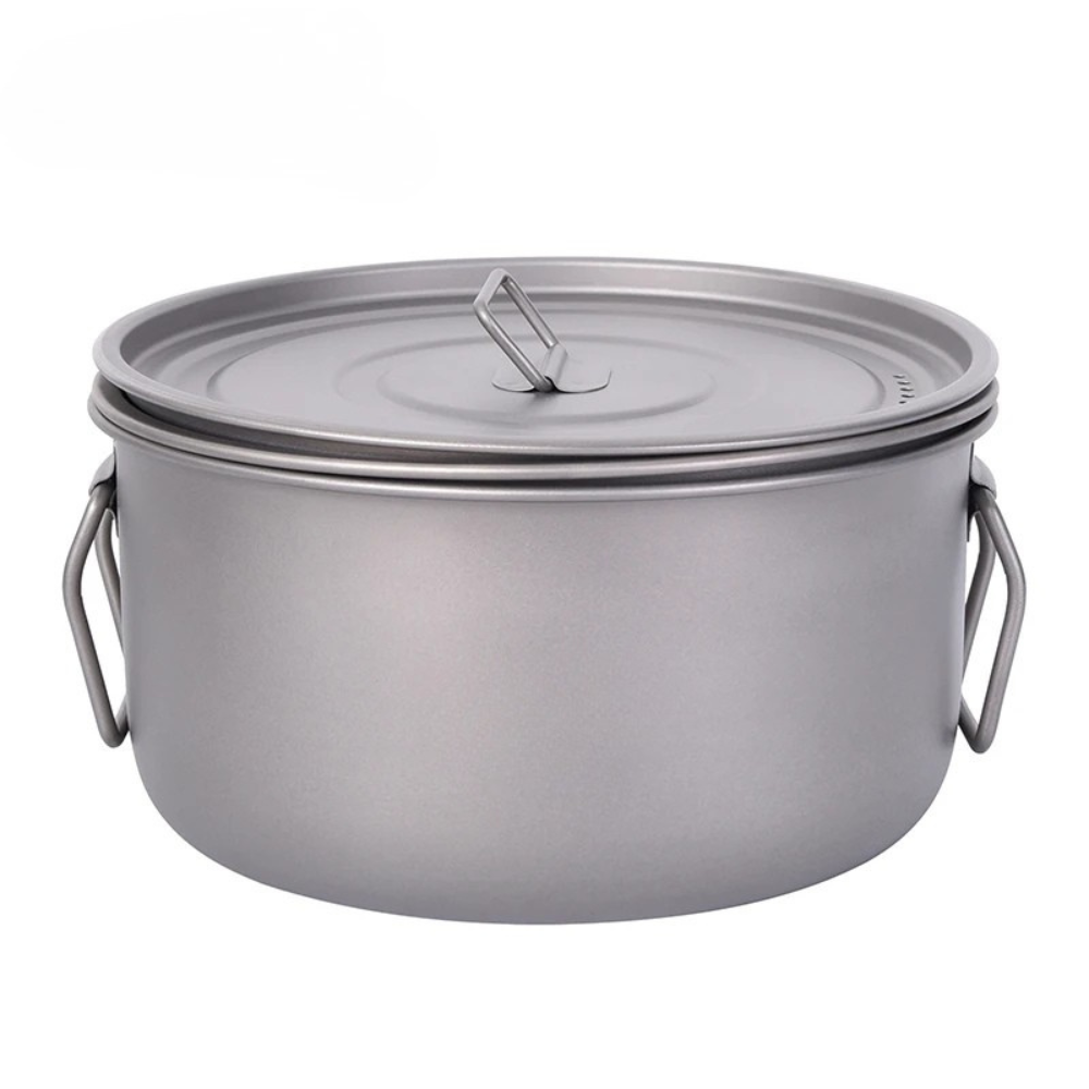 Camping Cookware Set Titanium Multifunction Pot Steamer Frying Pan Set with Lid Portable Outdoor Kit