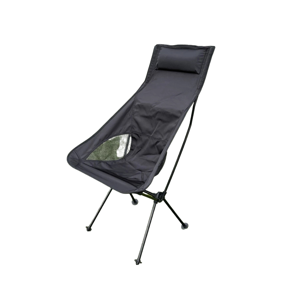 Camping Folding Chair Portable Ultralight Aluminum Outdoor Seat Oxford Cloth - Black