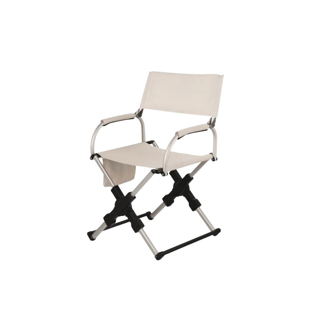 Folding Chair Portable Outdoor Beach Chair with Armrests Metal Frame Lightweight - Beige