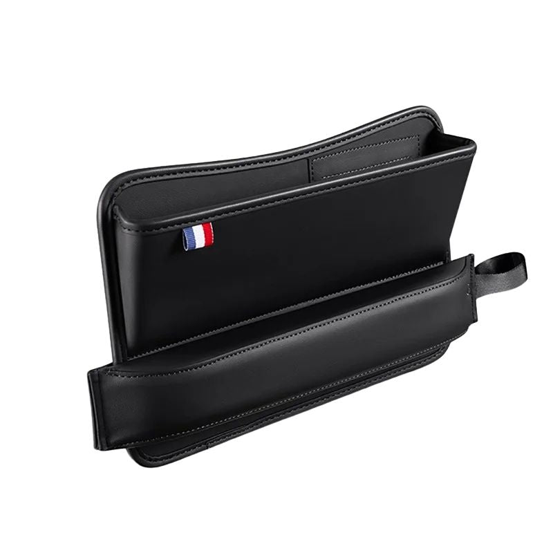 Seat Gap Organiser 30cm Leather Phone Holder Storage Pocket Interior Accessory - Black