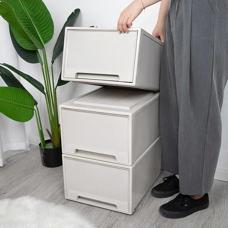 Portable Stackable Storage Drawer Box 32 cm Plastic Organizer Container for Clothes Books Home Storage - Medium
