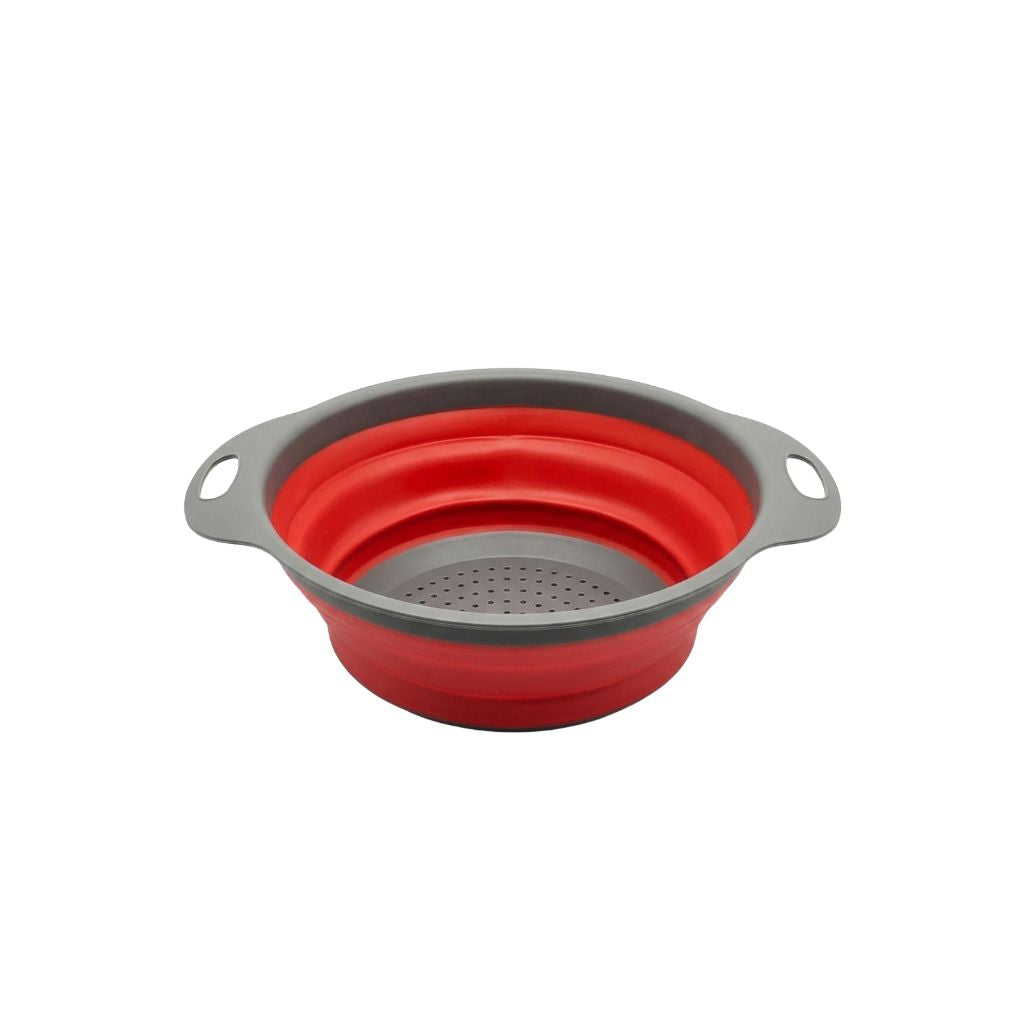 Collapsible Silicone Colander Foldable Fruit Vegetable Drain Basket 30cm Kitchen Strainer - Blue