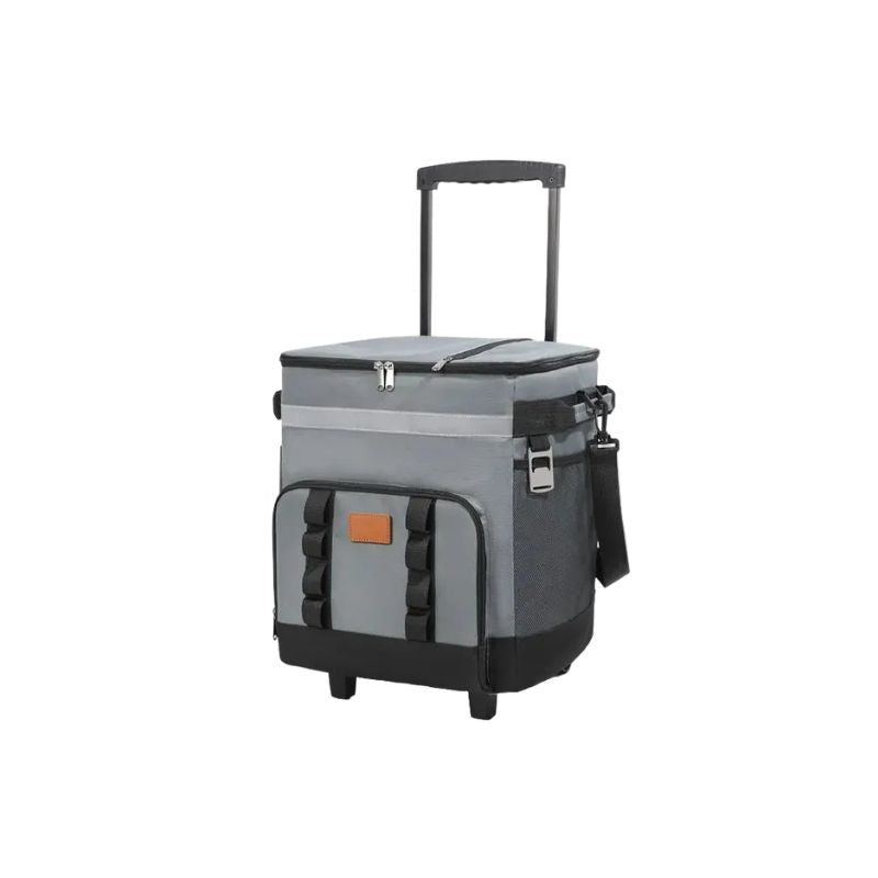 Rolling Cooler Bag Insulated Wheeled Picnic Tote With Trolley Handle - Black
